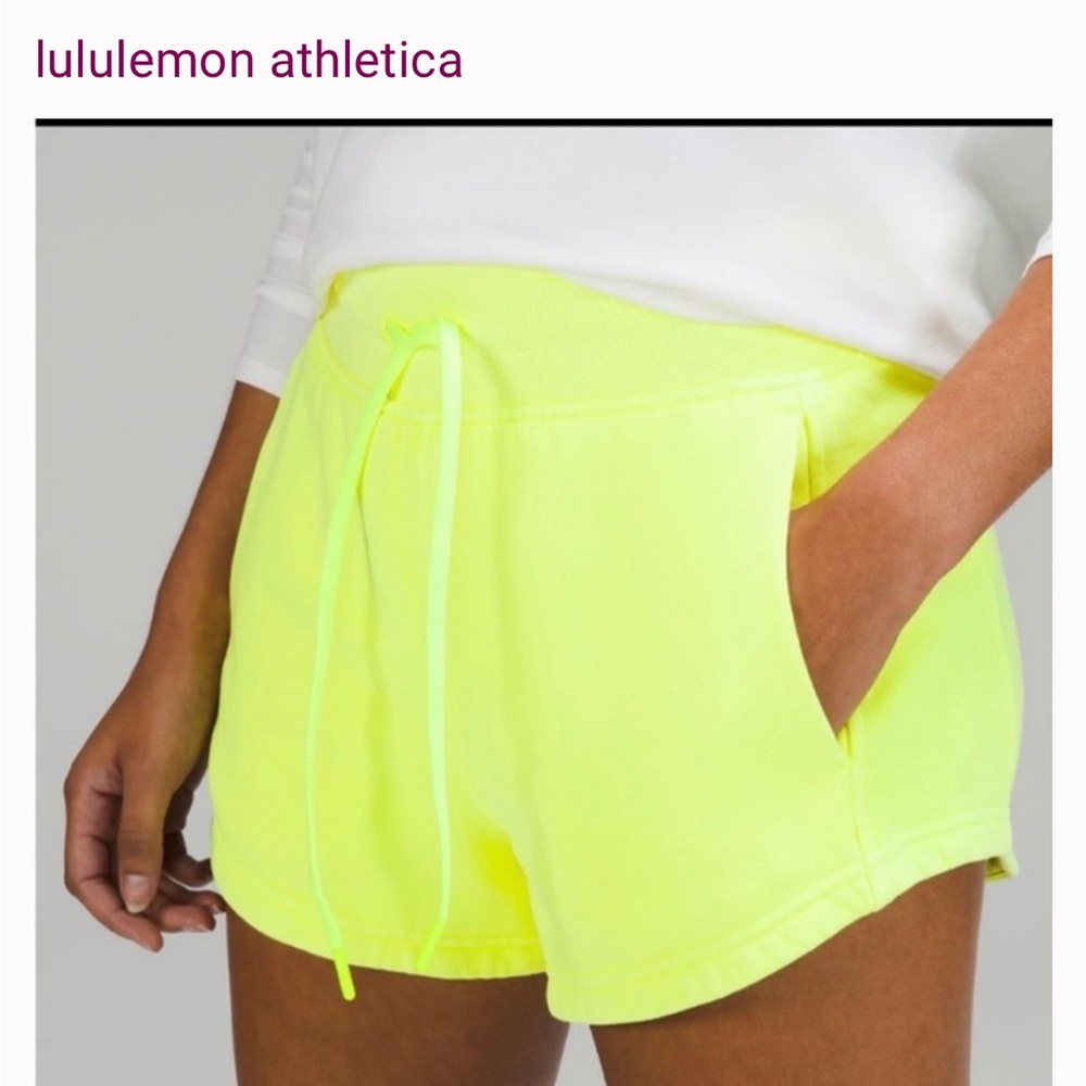 Lululemon inner Glow High rise neon yellow shorts